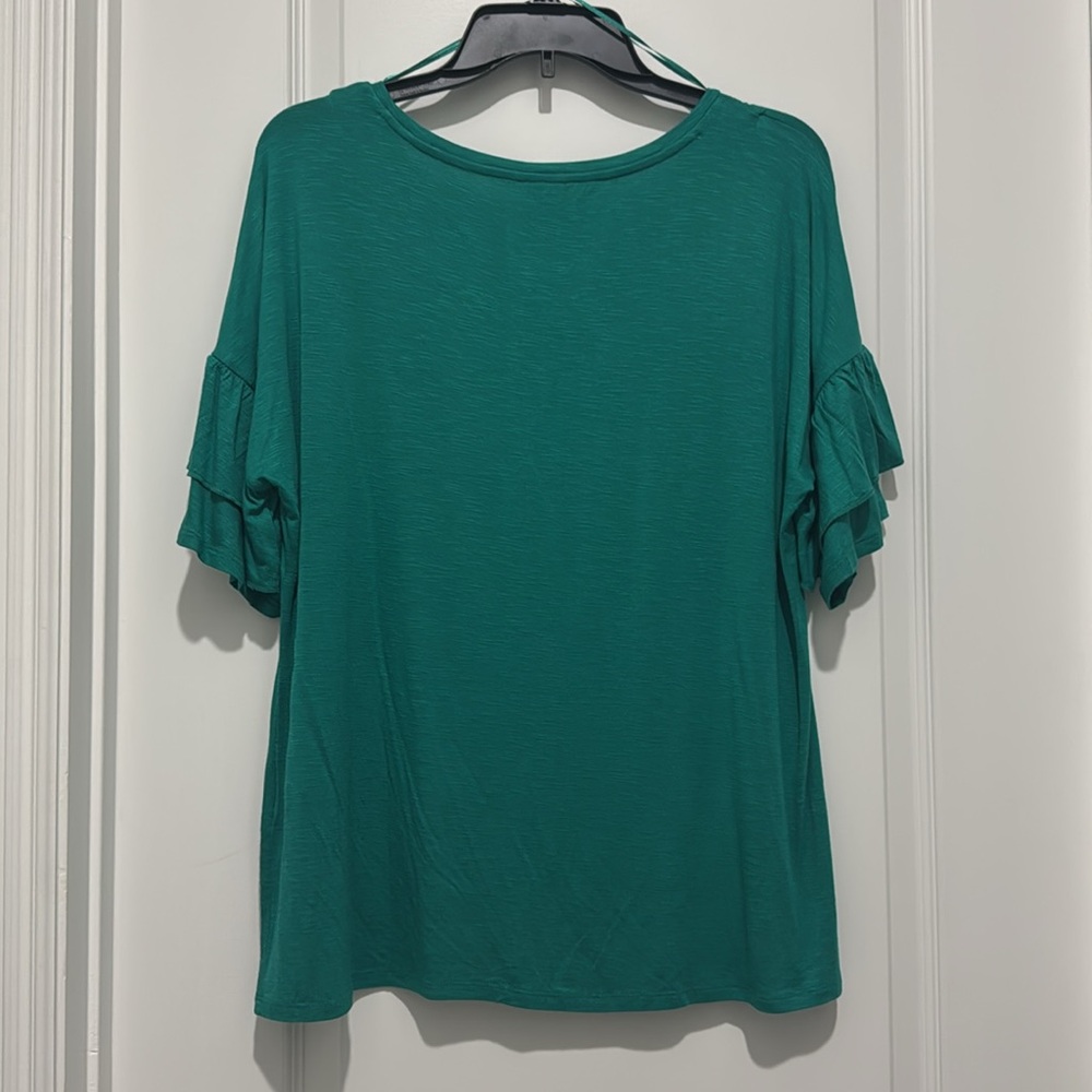 Women’s Westport teal green ruffle sleeve top - XL - NWT - Picture 4 of 4